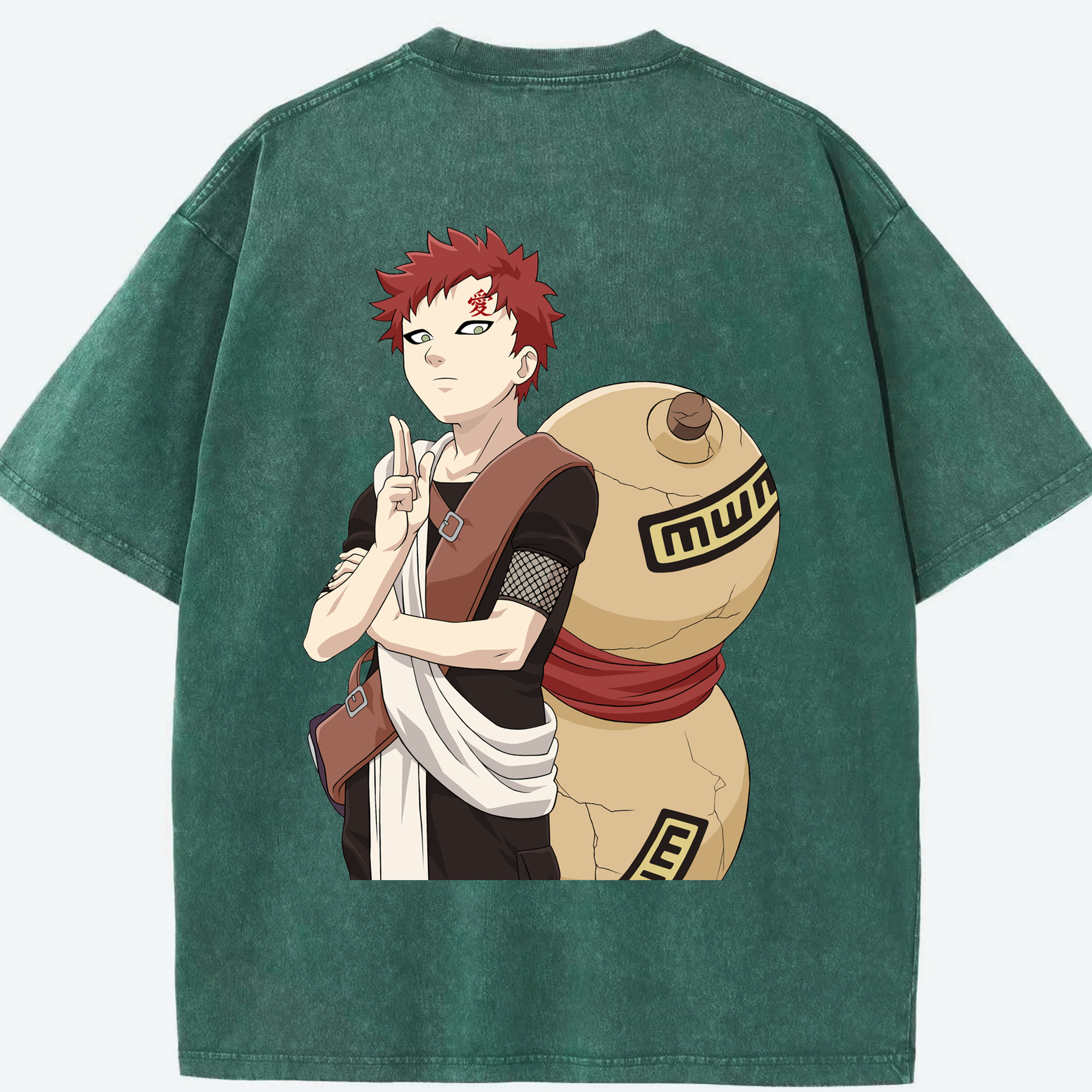 （画像用） NARUTO -ナルト- ガアラ Gaara 綿100% ヴィンテージ風 半袖Tシャツ（背面プリント）